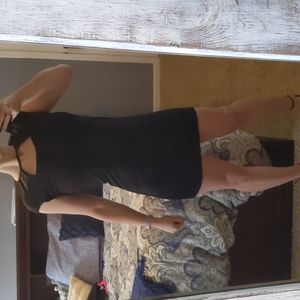 Black sexy mini party dress with cut out neck size m